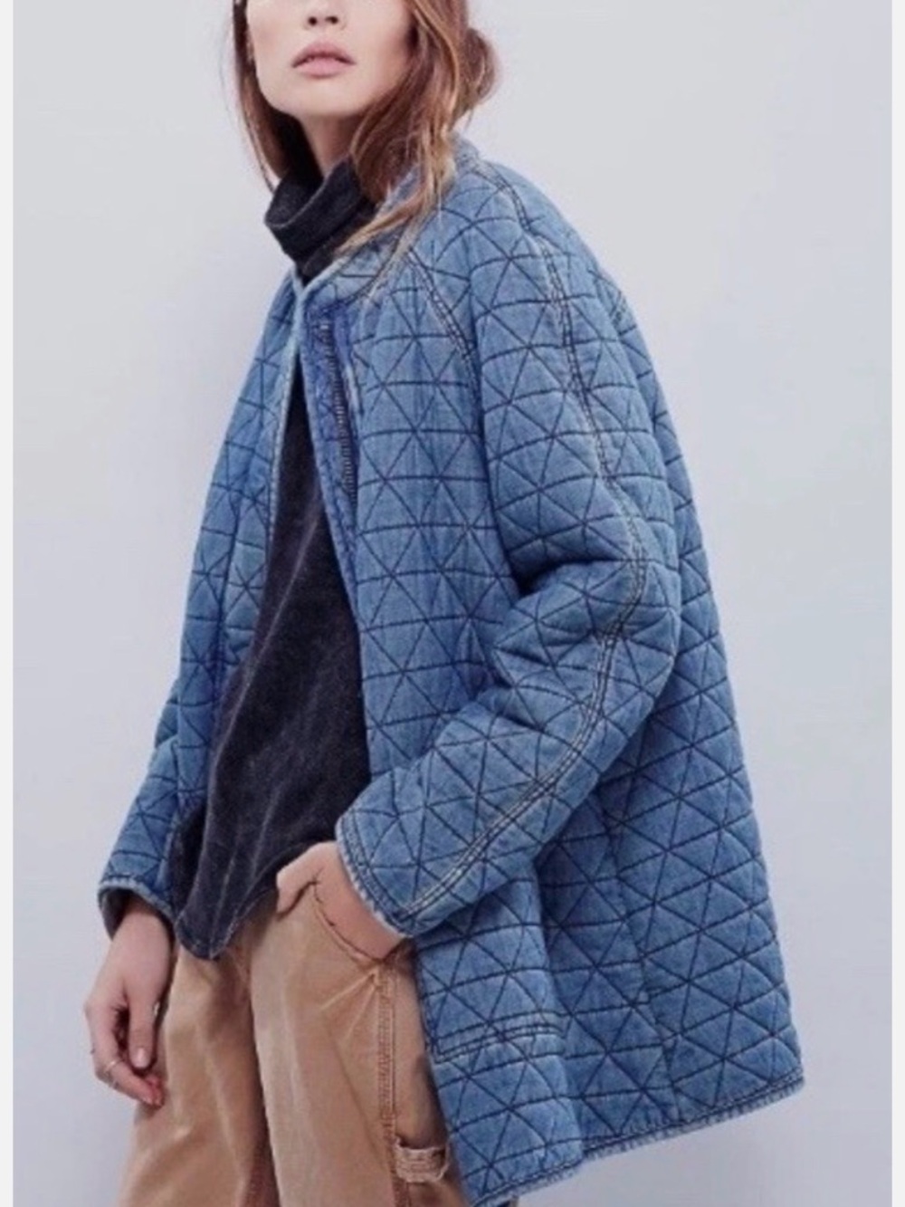 Free People Quilted Denim Jacket
